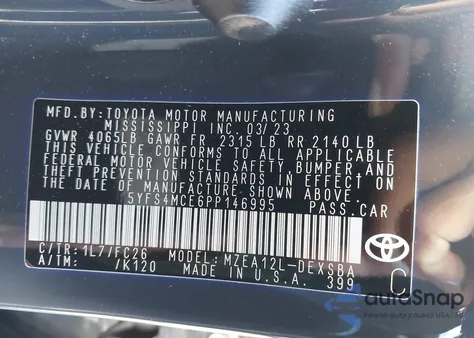 2023 Toyota Corolla Se from USA, damaged, VIN 5YFS4MCE6PP146995